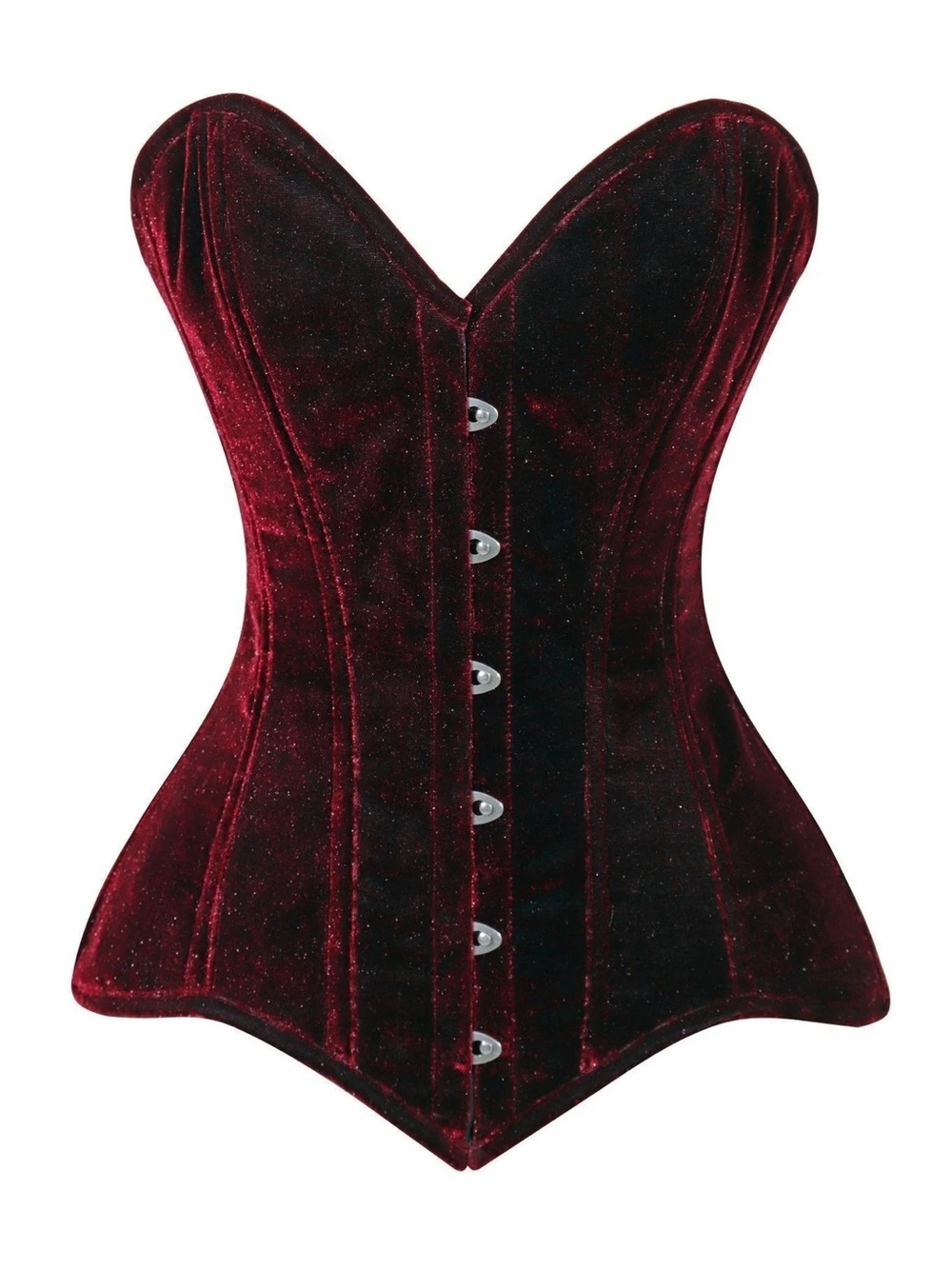 Top Drawer Dark Red Velvet Steel-Boned Overbust Daisy Corset NWOT